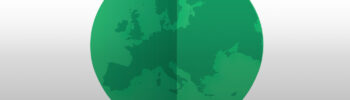 Illustrazione di una foglia verde contenente la mappa dell'europa illustrata